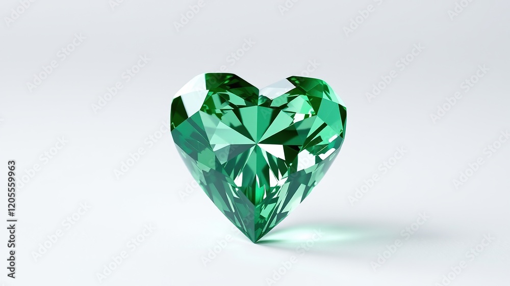 Fototapeta premium Green Diamond Heart, Beautiful, AI Photo, Jewelry, Gemstone, Luxury, Elegant, High Resolution, Close-up