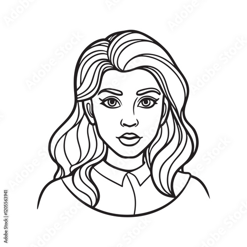 Silhouette of beautiful girl line art design