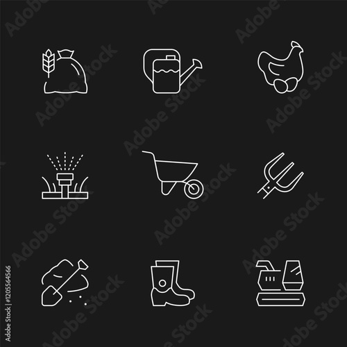 Set line icons of farming