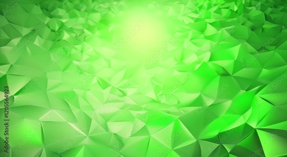 Abstract green geometric pattern with light effect, creating a vibrant and dynamic background