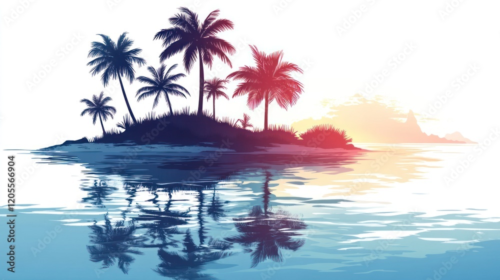 Fototapeta premium Tropical island sunset reflection. (1)