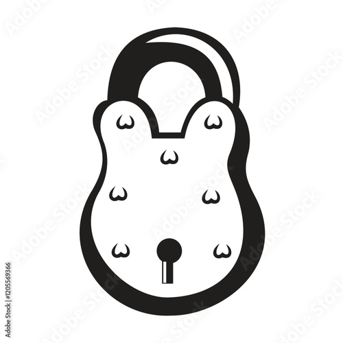 Old model lock vector image illustration silhouette, isolate