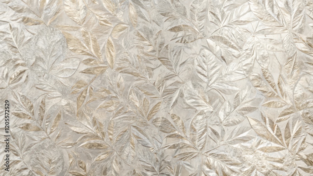 Elegant Metallic Foliage Pattern A Luxurious Textured Background Featuring Intricate Leaf Designs in Shimmering Gold and Silver Tones Elegant Metallic Foliage Pattern A Luxurious Textured Background Featuring Intricate Leaf Designs in Shimmering Gold and Silver Tones