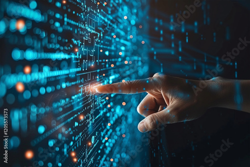 Artificial Intelligence and imagine how it works with icons of people, data science, and machine learning in the background.
