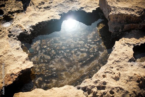 Geological formation with rain water