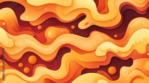 Flowing Warm-Toned Abstract Design Featuring Orange and Red Liquid Shapes