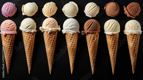 Bright and appetising photos of ice cream in waffle cups are great for advertising desserts, cafes and restaurants, as well as for cookery blogs and social media.