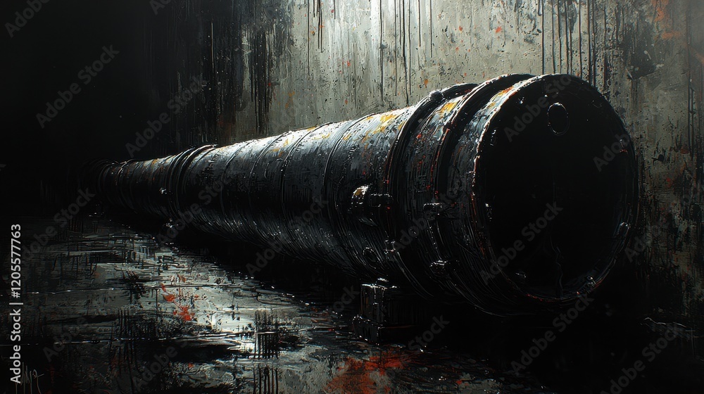 Rusty industrial pipe in dark, grunge environment. Rusty industrial pipe in dark, grunge environment.