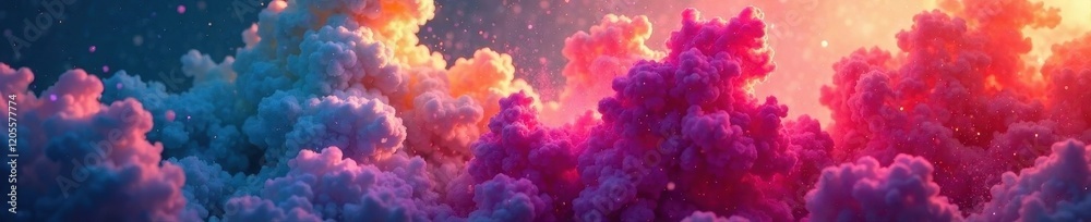 Obraz premium Vibrant powder cloud bursts, multicolored hues , celebration, illustration, celebration