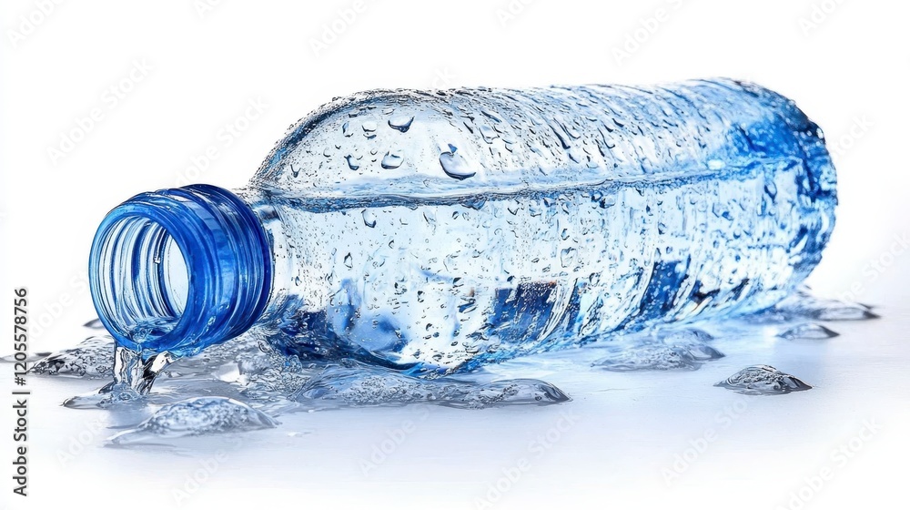 Refreshing Cold Water Pouring from a Plastic Bottle Condensation Hydration Refreshing Cold Water Pouring from a Plastic Bottle Condensation Hydration