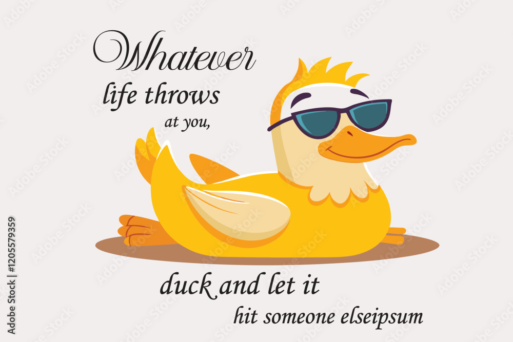 Fototapeta premium Duck cartoon with a playful and casual style. White background, Isolated