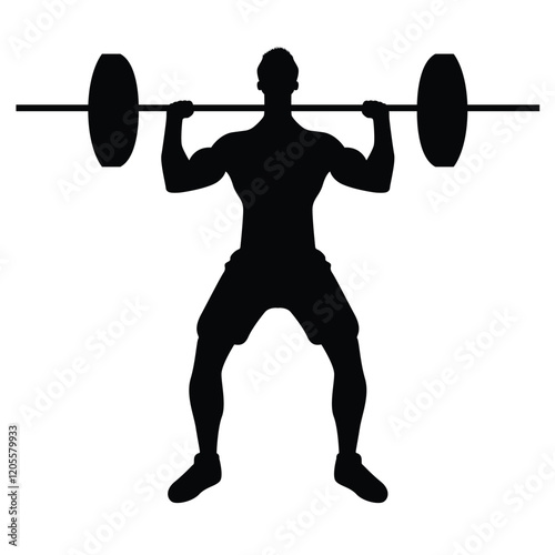 Weightlifting silhouettes. Weight lifter athlete