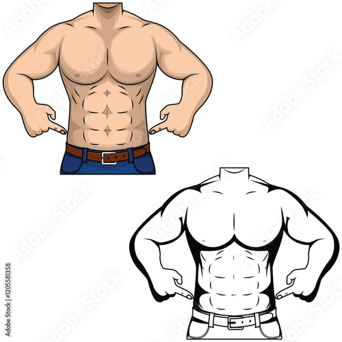 Man with a muscular body vector illustration. man with sixpack 