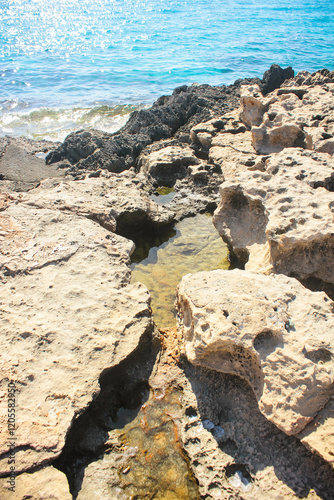 Geological formation with rain water