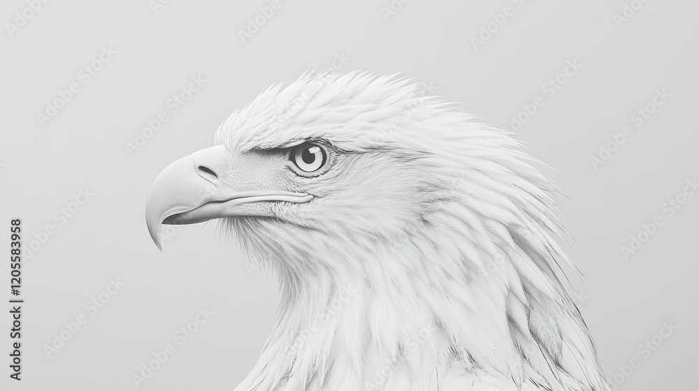 Majestic White Eagle Head Profile Wildlife Photography Bird of Prey Monochrome Image Majestic White Eagle Head Profile Wildlife Photography Bird of Prey Monochrome Image