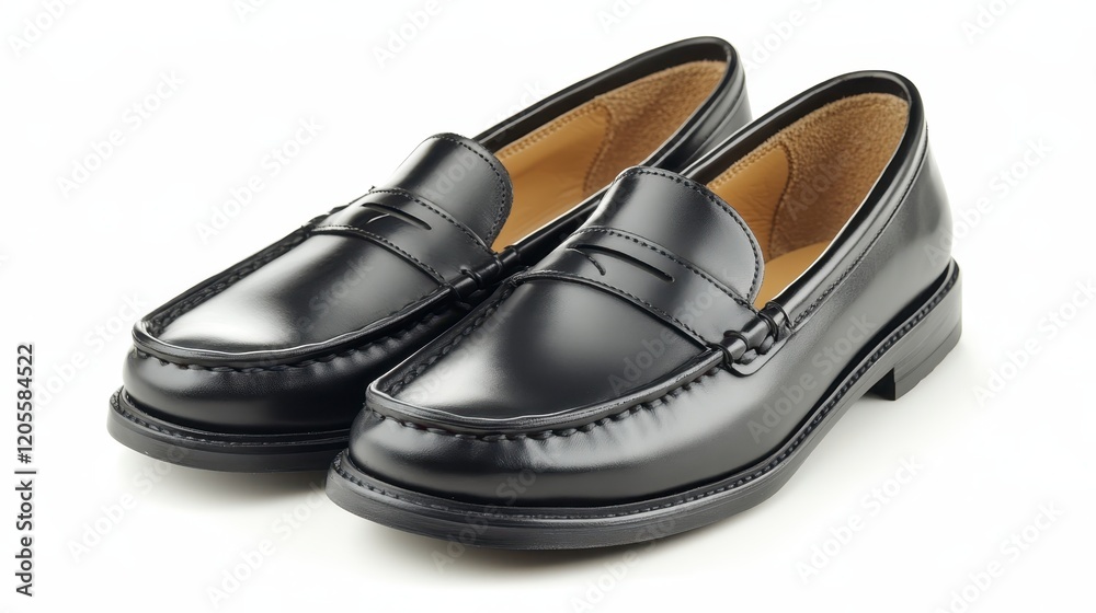 Classic Black Leather Penny Loafers Formal Men s Shoes Polished Footwear Classic Black Leather Penny Loafers Formal Men s Shoes Polished Footwear