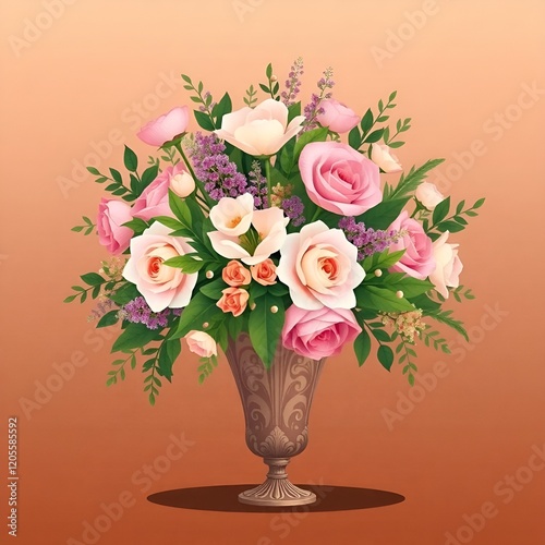Wallpaper Mural Elegant anime-inspired floral arrangement with pastel blooms in ornate vase Torontodigital.ca