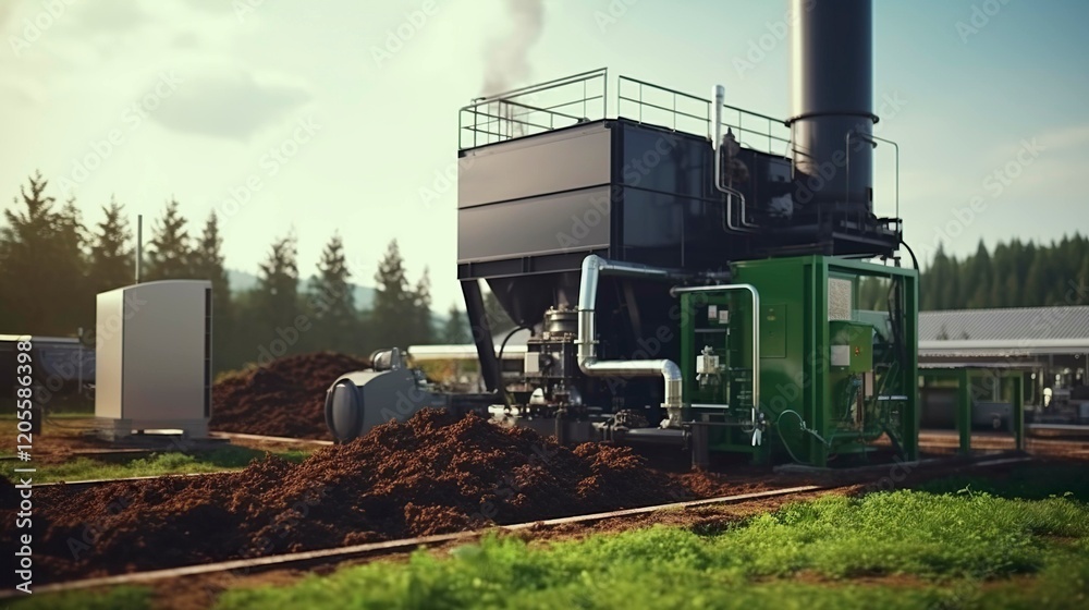 Obraz premium A photo of a biodigester converting organic waste