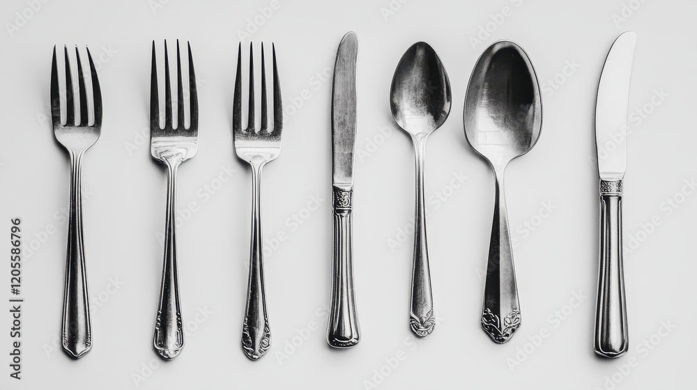 Elegant Silverware Set Forks Spoons Knife Flatware Table Setting Cutlery Restaurant Dining Kitchen Elegant Silverware Set Forks Spoons Knife Flatware Table Setting Cutlery Restaurant Dining Kitchen