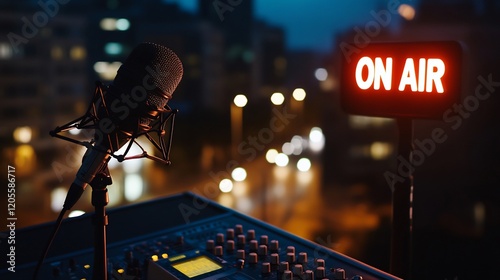 Night City Broadcast: Live On Air Microphone and Audio Mixer Setup