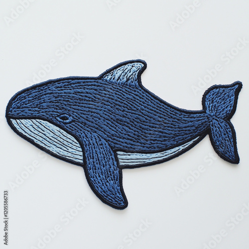 Blue whale embroidered patch