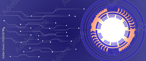 Big data technology background network creative illustration, abstract technology blue KV