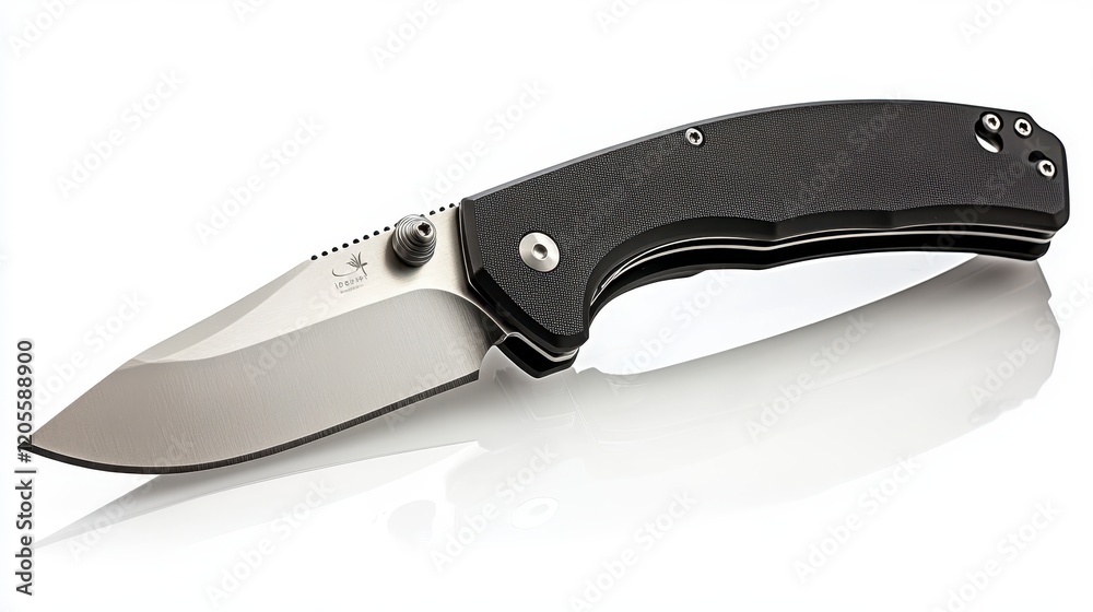 Sleek Black and Silver Folding Pocket Knife Modern Design Sharp Blade G10 Handle