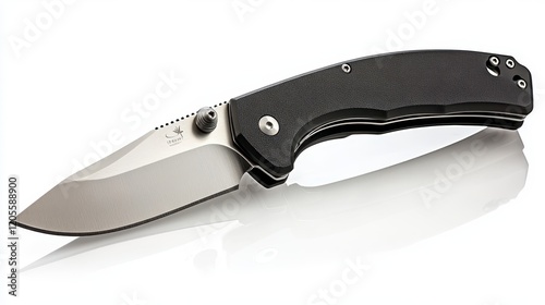 Sleek Black and Silver Folding Pocket Knife Modern Design Sharp Blade G10 Handle photo