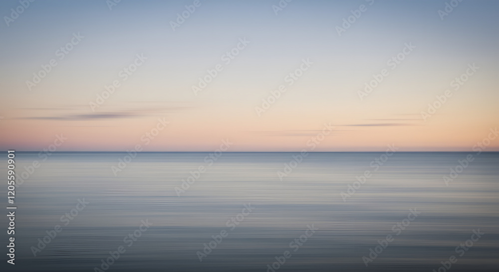 Fototapeta premium Endless Serenity: A Misted Horizon of Sea and Sky