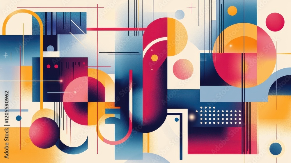 Obraz premium A colorful abstract painting with a lot of shapes and lines