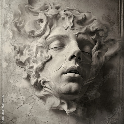 Wallpaper Mural A sculpture of a woman's face with smoke coming out of it Torontodigital.ca