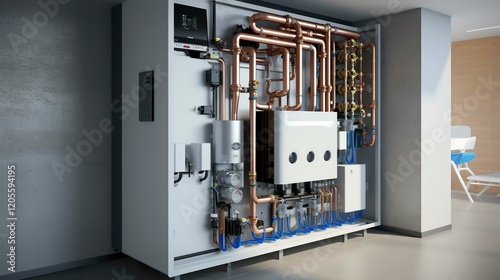 A photo of a geothermal heat pump system for heating