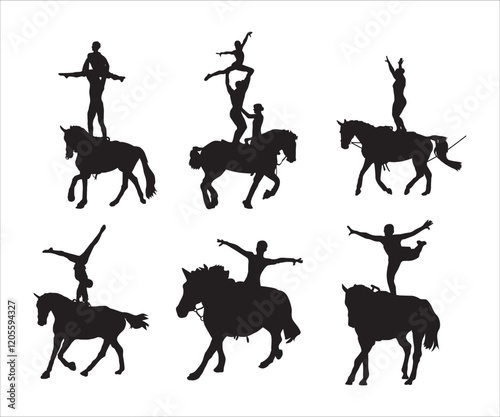 Equestrian Vaulting svg, Horse Vaulting Cut File, Horse Valuting png, Vaulter Silhouette, Vaulter on Horse clipart, Equestrian Vaulting Clip