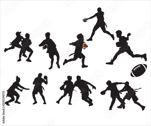 Flag Football Players, Flag Football Equipment, Women's Flag Football Silhouettes, Football Player Designs, Custom Football svg, Football