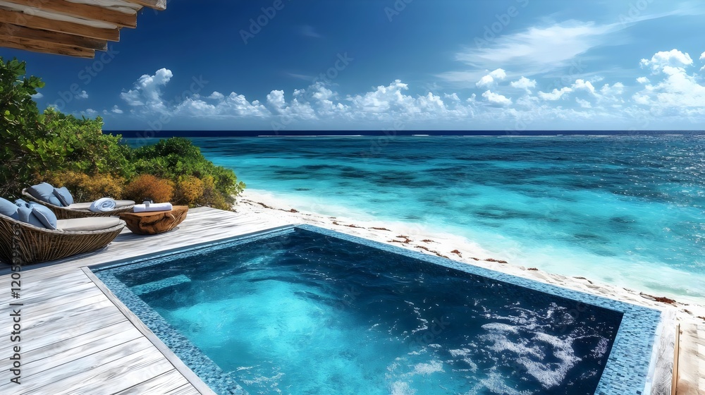 Fototapeta premium A pool with a view of the ocean