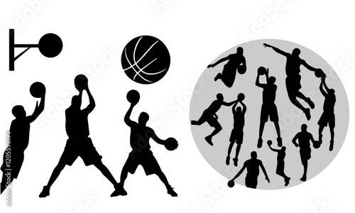 A dynamic silhouette of basketball player