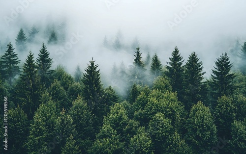 Misty Evergreen Forest