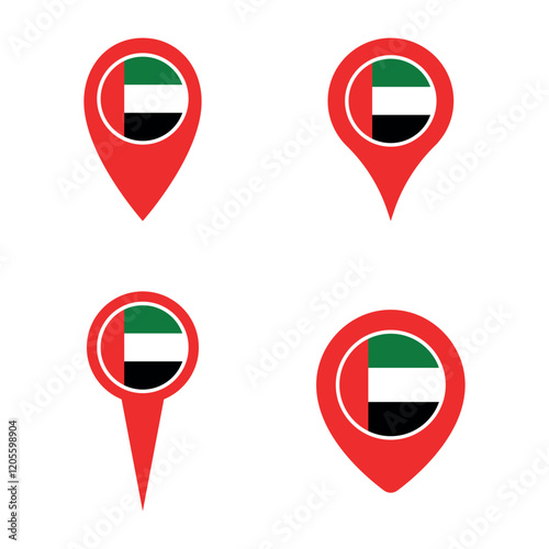 Free Download United Arab Emirates map pointer icons set, national flag of UAE symbols - GFXLoad