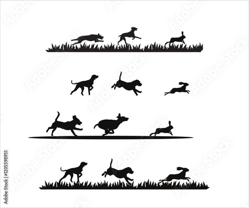 Rabbit Hunting svg, Hound Dog Chasing Rabbit SVG, Hunting Dog SVG, Rabbit Hunter with Beagles SVG, dogs chasing rabbit, Beagle Dogs