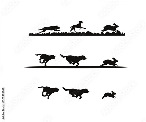 Rabbit Hunting svg, Hound Dog Chasing Rabbit SVG, Hunting Dog SVG, Rabbit Hunter with Beagles SVG, dogs chasing rabbit, Beagle Dogs