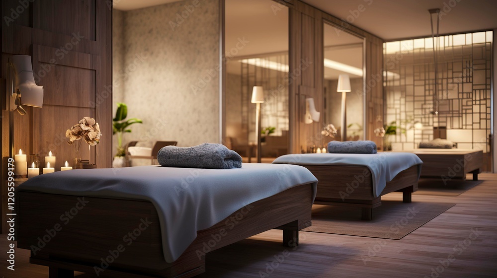 Obraz premium A photo of a peaceful spa treatment room with massage
