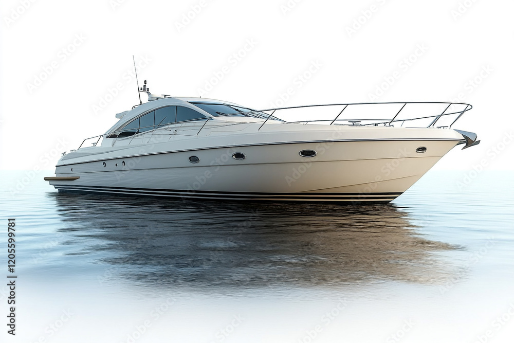 Elegant Luxury Motor Yacht Floating Calmly on Water Elegant Luxury Motor Yacht Floating Calmly on Water