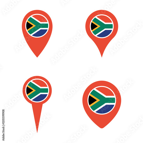 Free Download South Africa map pointer icon set, flag of the Republic of South Africa symbols - GFXLoad