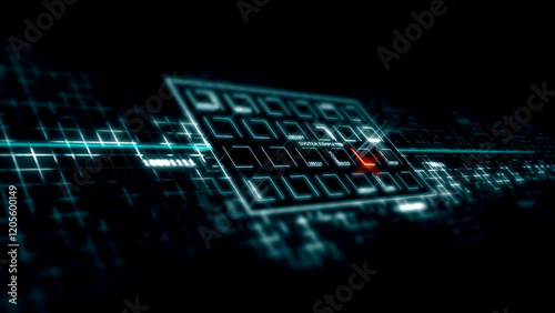 4K screen background with digital data code and HUD elements, ideal for text titles and horizontal displays.