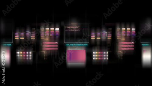 Display background featuring digital data code and HUD elements, perfect for text titles and horizontal layouts. Thoughtful color design enhances mood, tone, and a futuristic aesthetic.