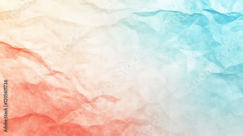 Abstract Crumpled Paper Texture Red Beige and Blue Gradient Background