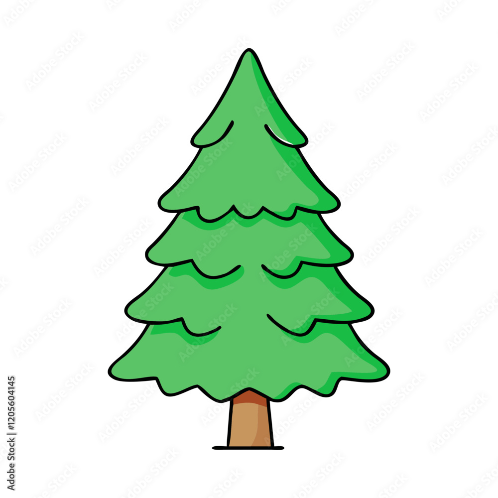 Stylized Green Pine Tree Illustration, A simple and vibrant illustration of a green pine tree with a smooth design and a strong triangular shape.
Stylized Green Pine Tree Illustration, A simple and vibrant illustration of a green pine tree with a smooth design and a strong triangular shape.