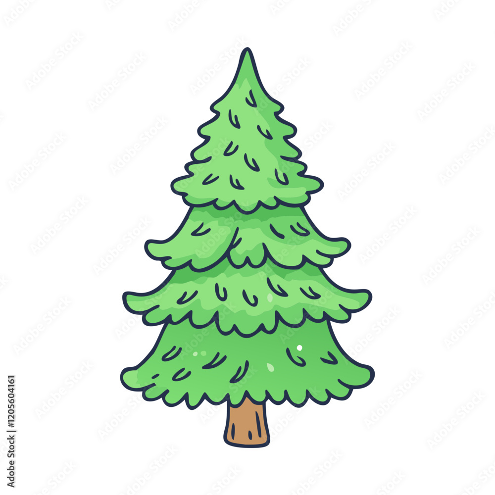 Illustration of a Green Pine Tree, A cute, stylized illustration of a green pine tree with a simple design and smooth, curved lines.
Illustration of a Green Pine Tree, A cute, stylized illustration of a green pine tree with a simple design and smooth, curved lines.