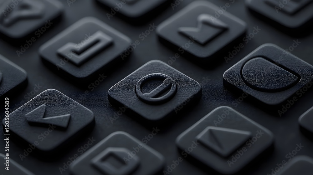 Monochrome Business Icon Buttons and Overlapping Layers in 3D Monochrome Business Icon Buttons and Overlapping Layers in 3D