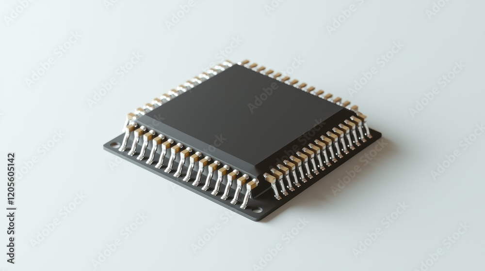 Close-Up of Black Microprocessor with Gold Pins Close-Up of Black Microprocessor with Gold Pins